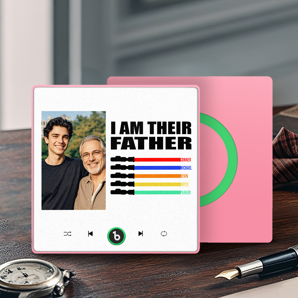 Custom Music Fridge Magnet New 4.0 Upgrade Colorful Frame Light Saber I Am Their Father Personalized Photo Album Fridge Magnet Music Father's Day Gifts - soufeelus