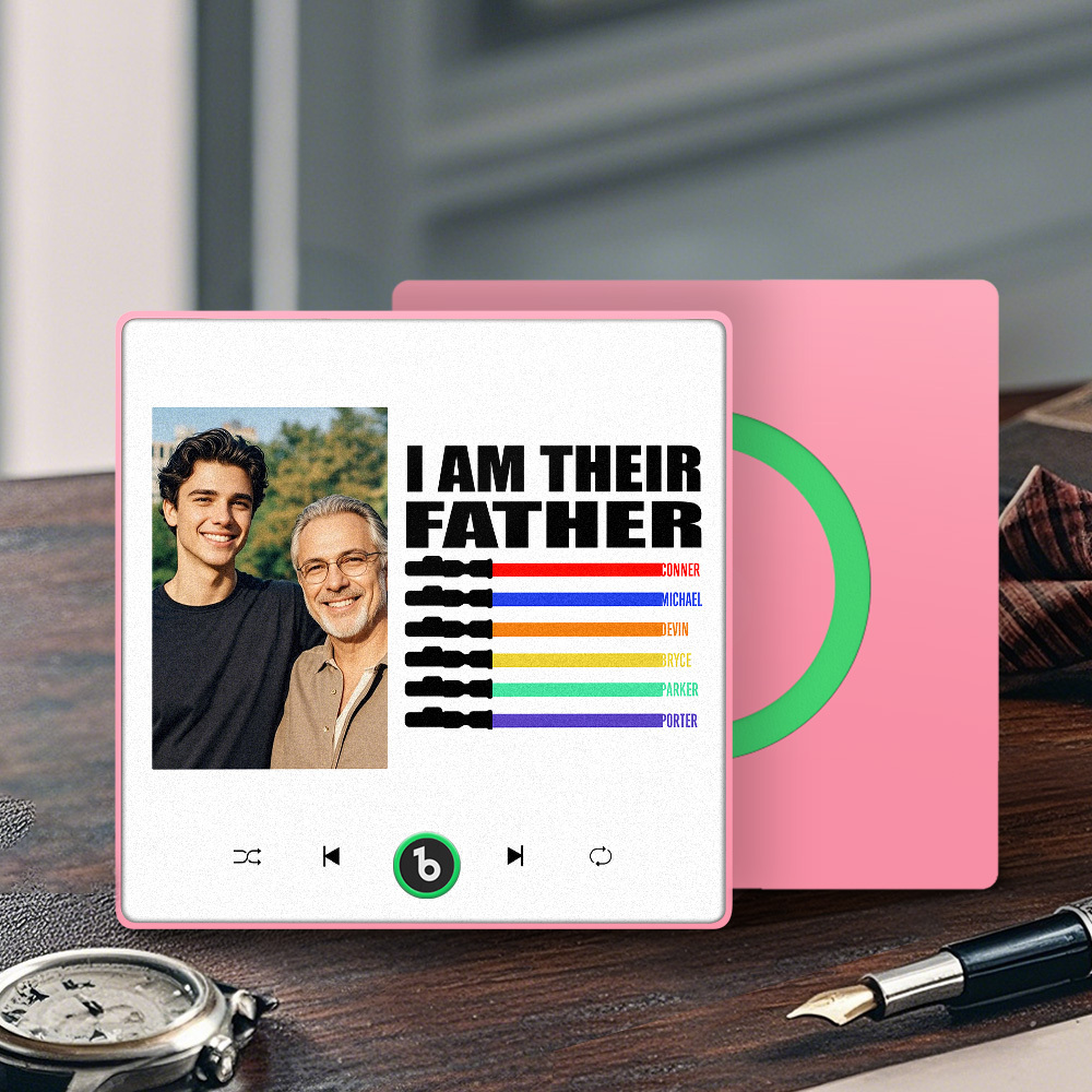 Custom Music Fridge Magnet New 4.0 Upgrade Colorful Frame Light Saber I Am Their Father Personalized Photo Album Fridge Magnet Music Father's Day Gifts - soufeelus
