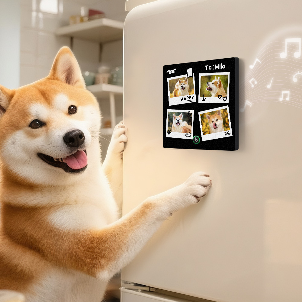 Custom 4 Photo and Name Music Fridge Magnet Frame Music Wall Photo Sticker Music Movement Photograph Anniversary Gift - soufeelus