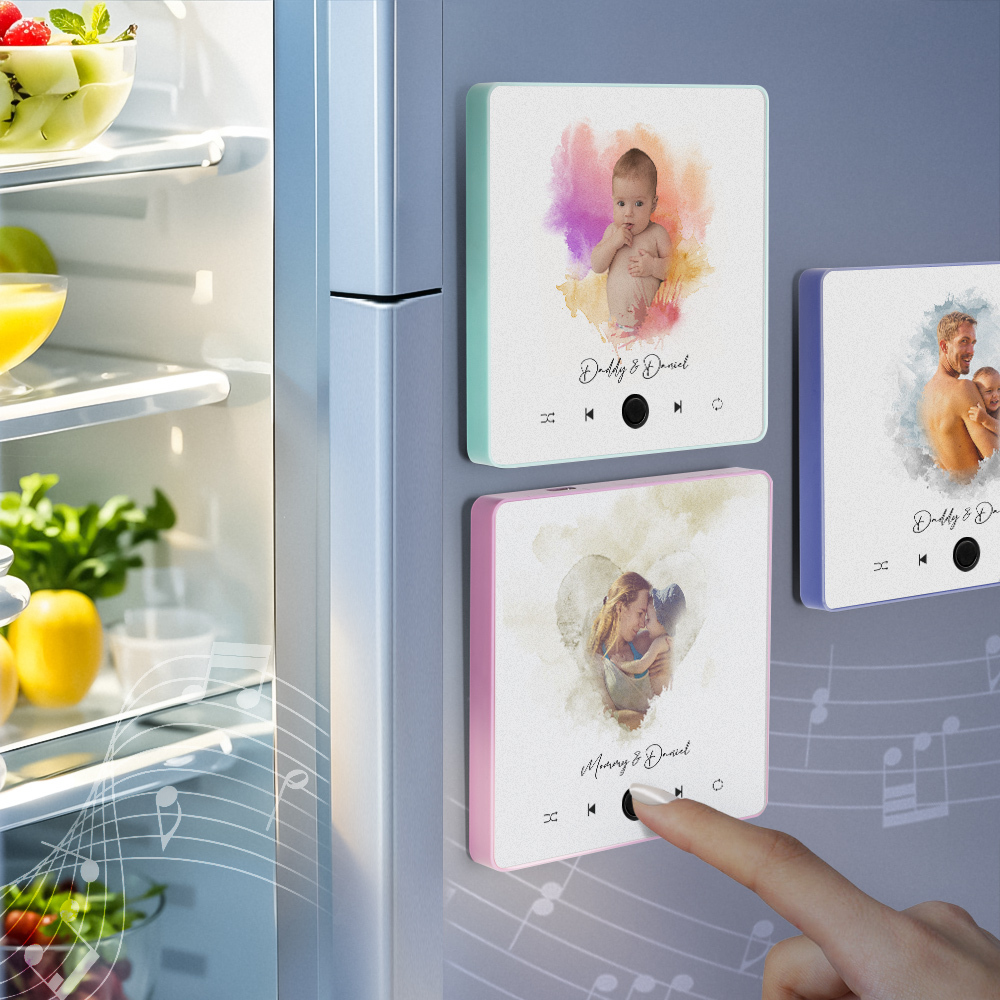Custom Music Fridge Magnet Photo Watercolor Sticker Music Wall Photo Sticker That Can Plays Without Cell Phone Best Gift