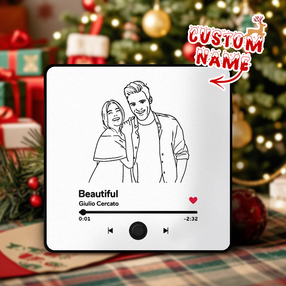 Custom Line Art Music Fridge Magnet Personalised Photo Fridge Magnet Can Play Songs Christmas Gifts