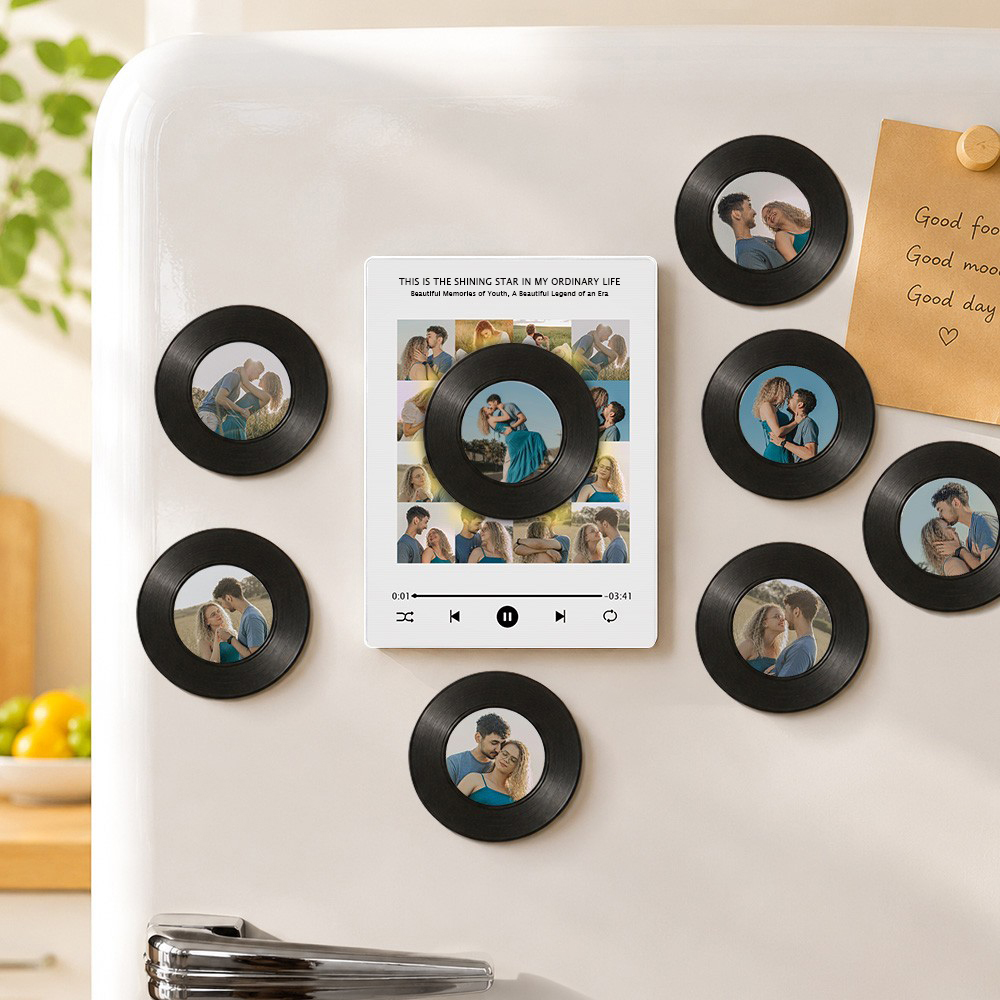 Custom Photo Music Fridge Magnet NFC Sensor Disc Fridge Magnet Night Light Replaceable Records 商品缩略图