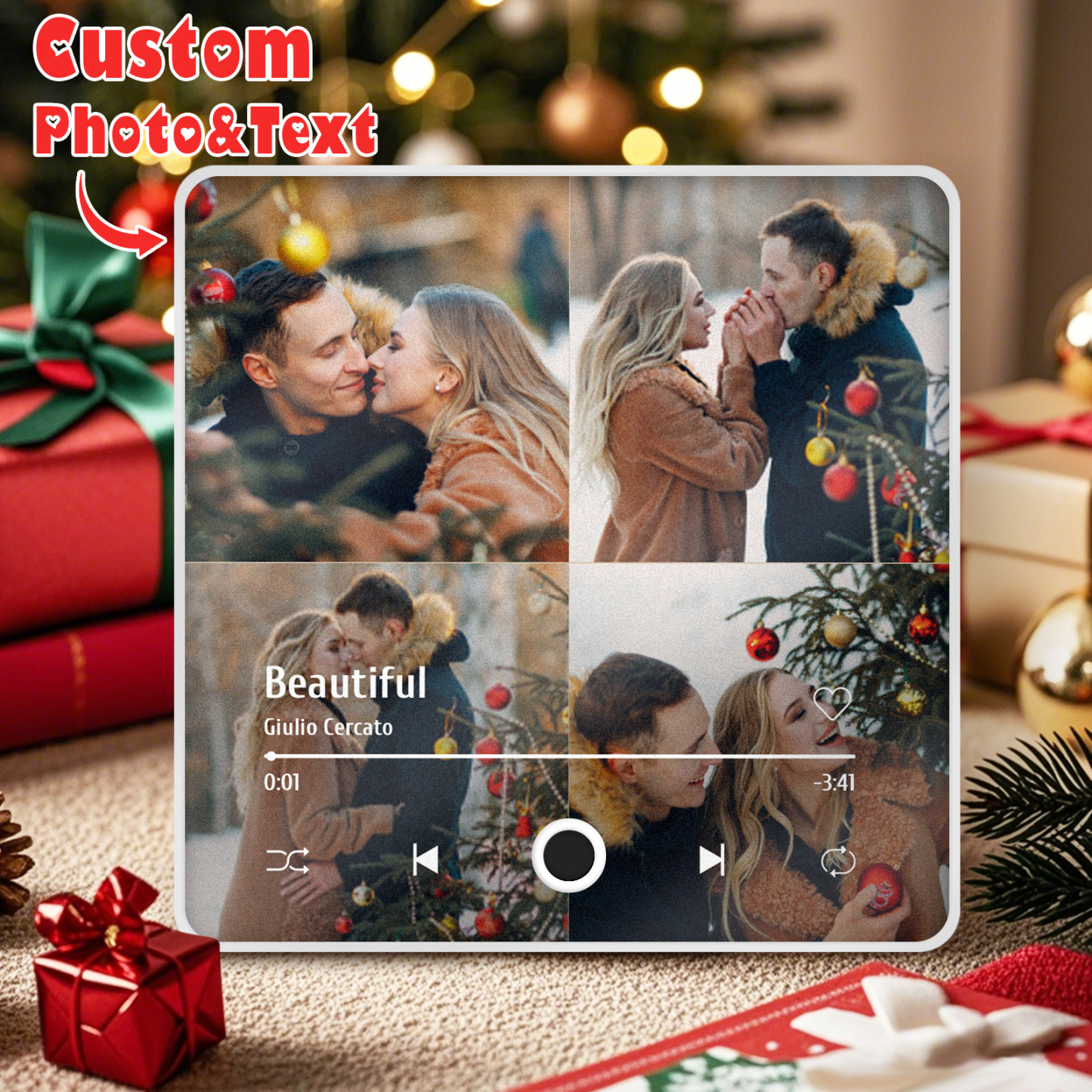 Personalized 4 Photo Music Fridge Magnet Pro Album Fridge Magnet Music Wall That Can Be Played Photo Sticker Music - soufeelus