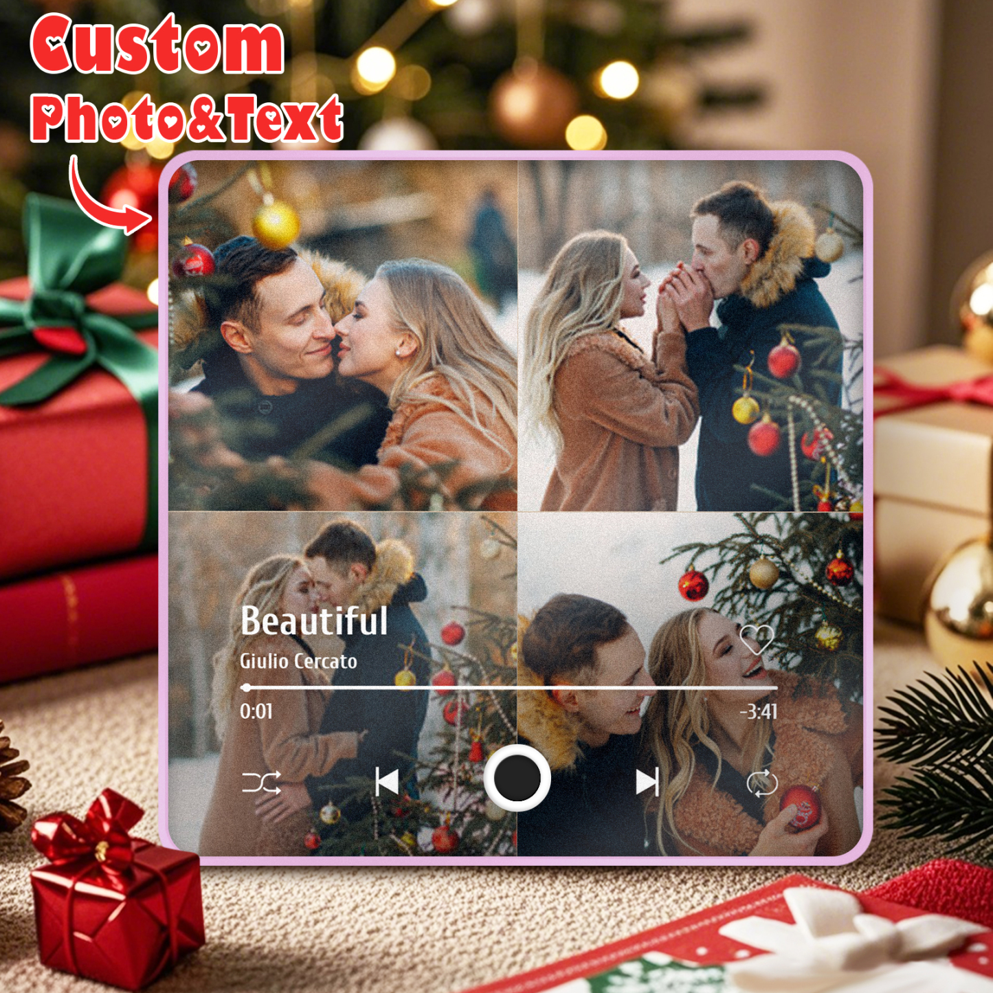 Personalized 4 Photo Music Fridge Magnet Pro Album Fridge Magnet Music Wall That Can Be Played Photo Sticker Music - soufeelus