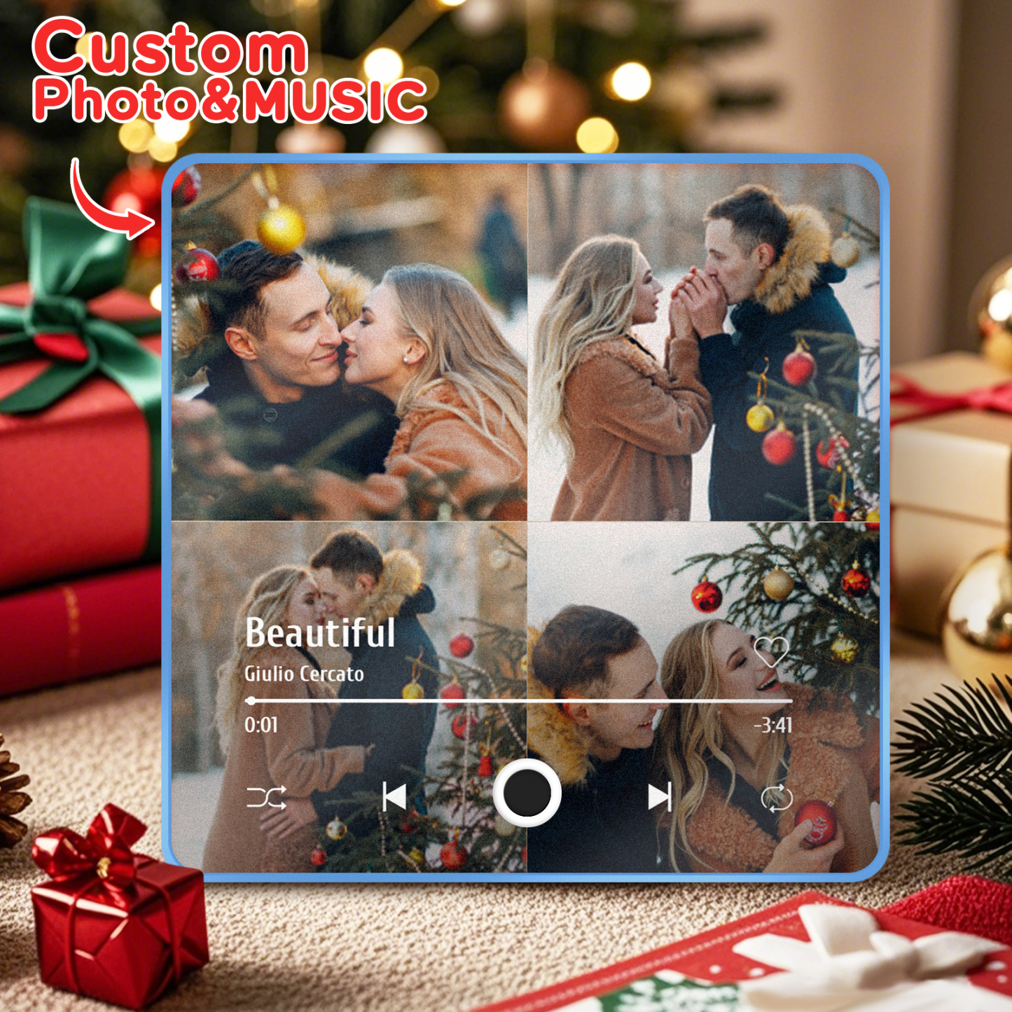 Personalized 4 Photo Music Fridge Magnet Pro Album Fridge Magnet Music Wall That Can Be Played Photo Sticker Music - soufeelus