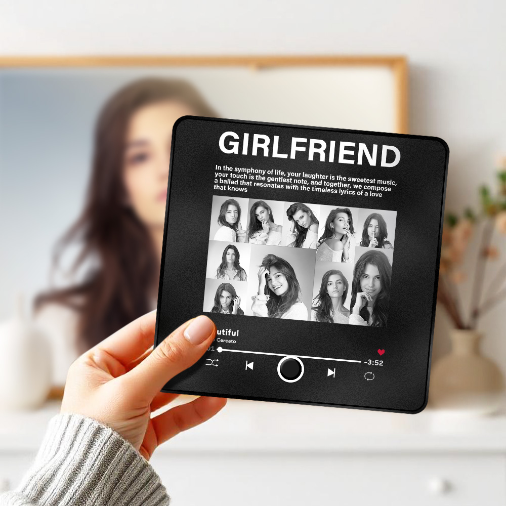 Personalized Collage Music Fridge Magnet 1-10 Photos Anniversary Gift Can Be Played Music Fridge Magnet For Girlfriend