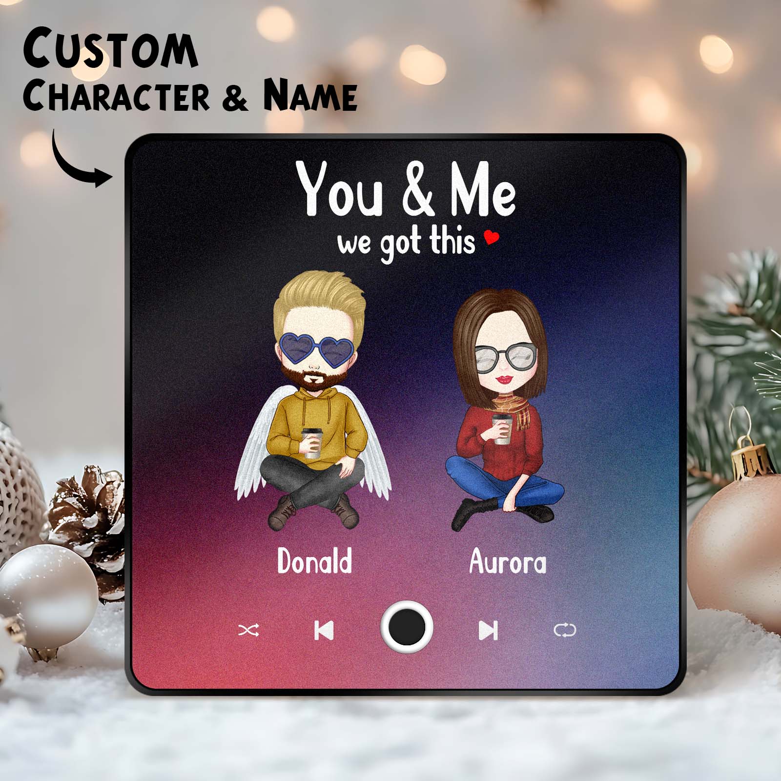 Custom Cartoon Character and Name Fridge Magnet Custom Album Music Fridge Magnet Photo Personalized Phone Music Fridge Magnet Pro You & Me We Got This - soufeelus
