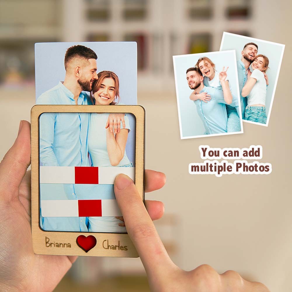 Personalized Wooden Couple Fridge Magnet With Photo Frame Gift for Lover - soufeelus