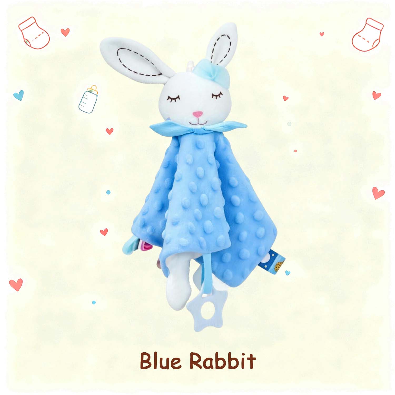 Personalized Baby Lovey Blanket – Custom Embroidered Name Security Blanket with Bunny or Elephant