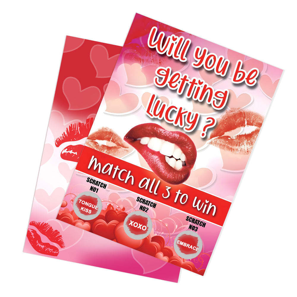 Red Lips Scratch Card Surprise Funny Scratch off Card Match 3 to Win Card - soufeelus