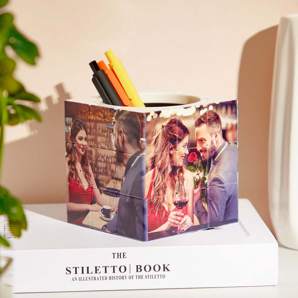 Custom Photo Cube Creative Pen Holder Makeup Brush Holder Home Gifts - soufeelus