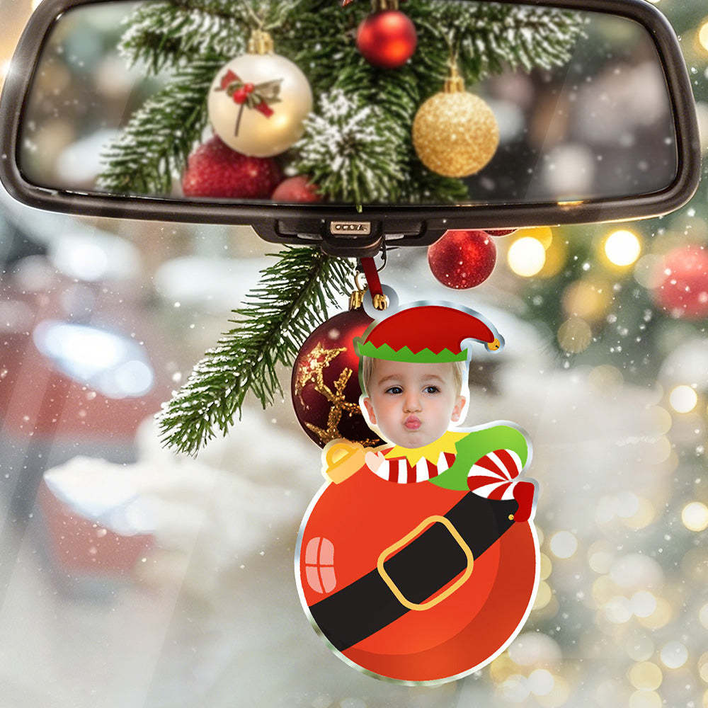 Personalized Cute Baby Elf Ornament with Baby Photo First Christmas Ornament - soufeelus