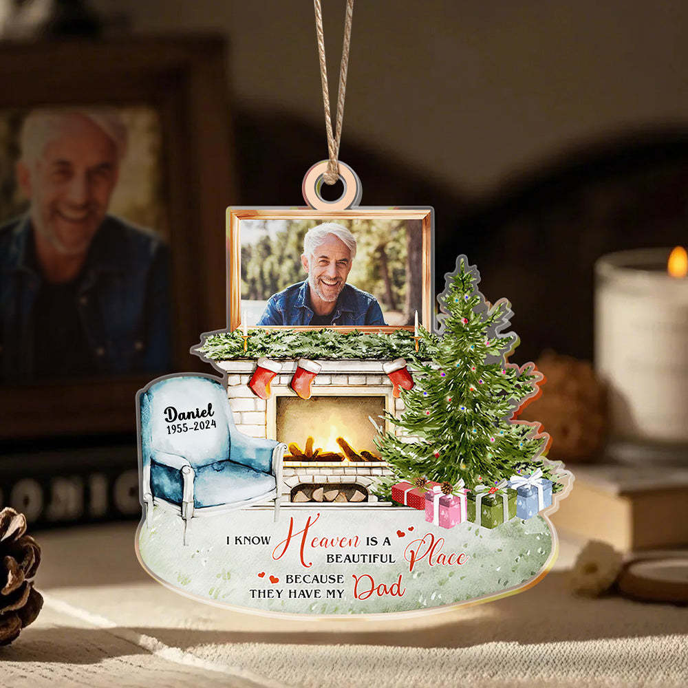 Personalized Heaven is a Beautiful Place Christmas Memorial Ornament Meaningful Christmas Gifts - soufeelus