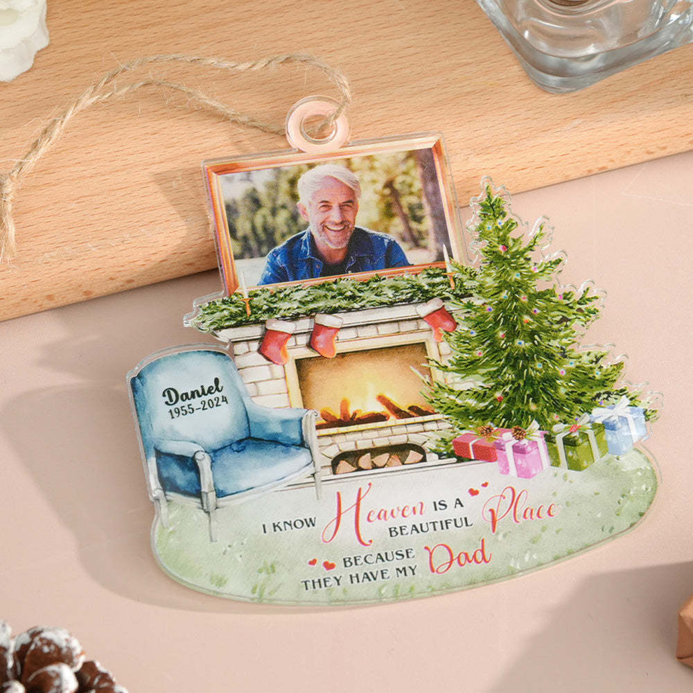 Personalized Heaven is a Beautiful Place Christmas Memorial Ornament Meaningful Christmas Gifts - soufeelus