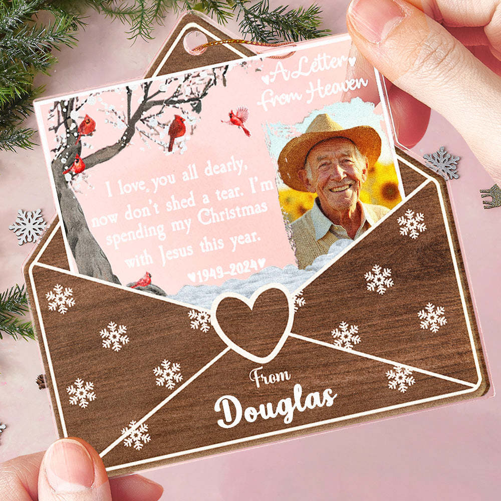 Personalized Photo Letter From Heaven Memorial Christmas Ornament Meaningful Christmas Gifts - soufeelus
