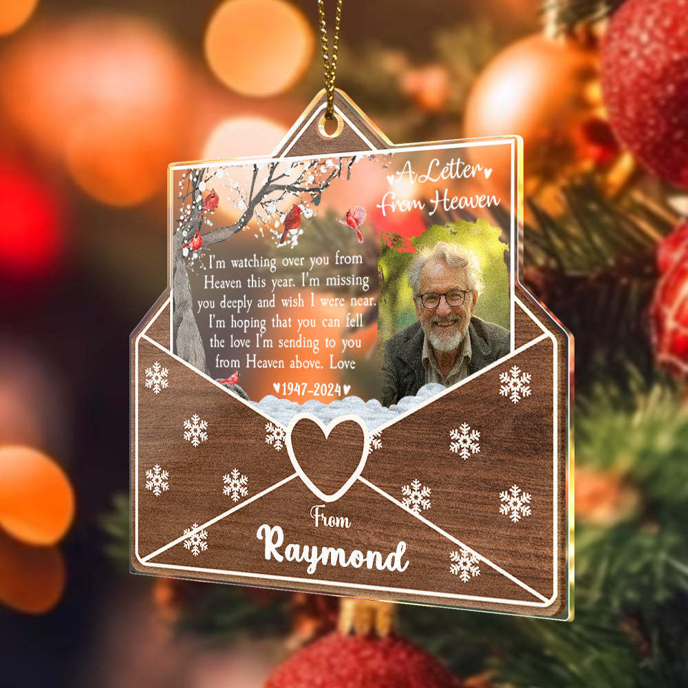 Personalized Photo Letter From Heaven Memorial Christmas Ornament Meaningful Christmas Gifts - soufeelus