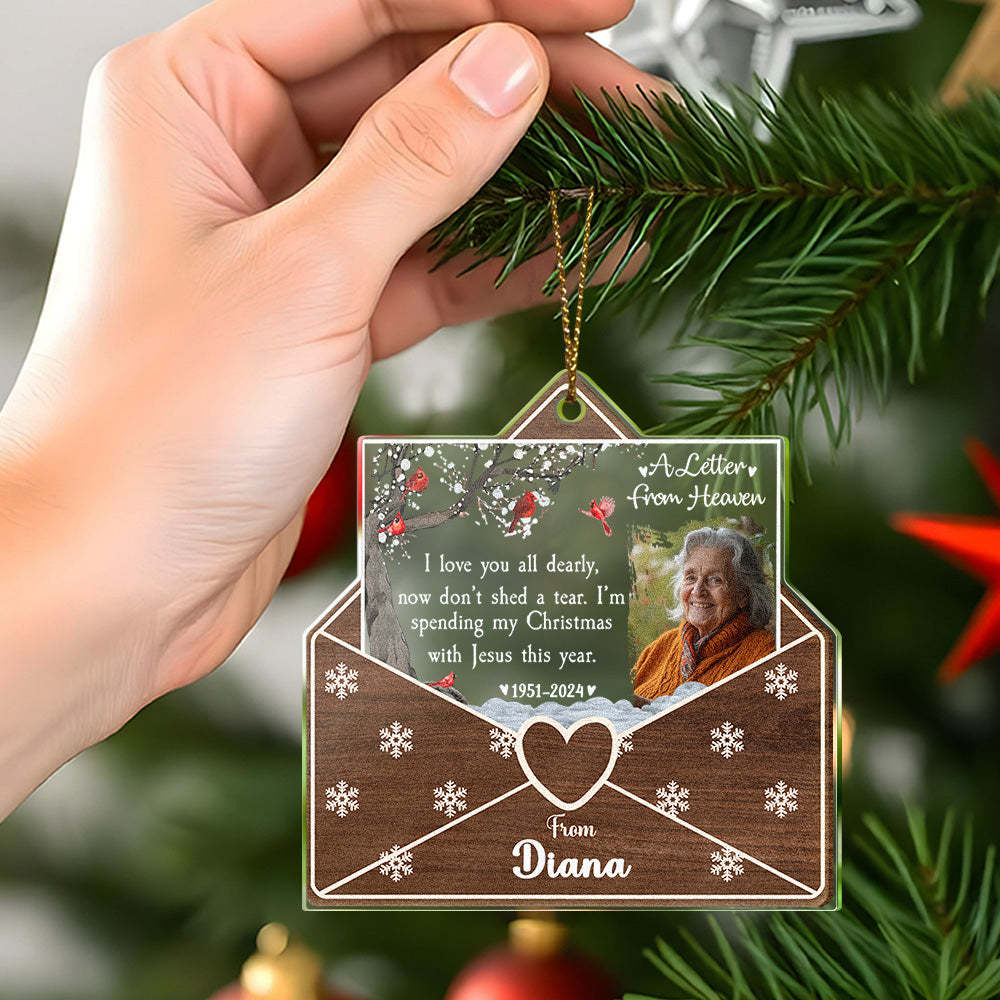Personalized Photo Letter From Heaven Memorial Christmas Ornament Meaningful Christmas Gifts - soufeelus