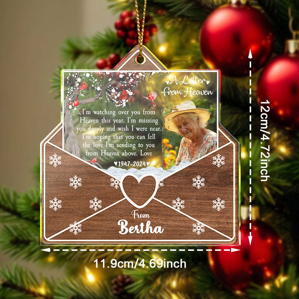 Personalized Photo Letter From Heaven Memorial Christmas Ornament Meaningful Christmas Gifts - soufeelus