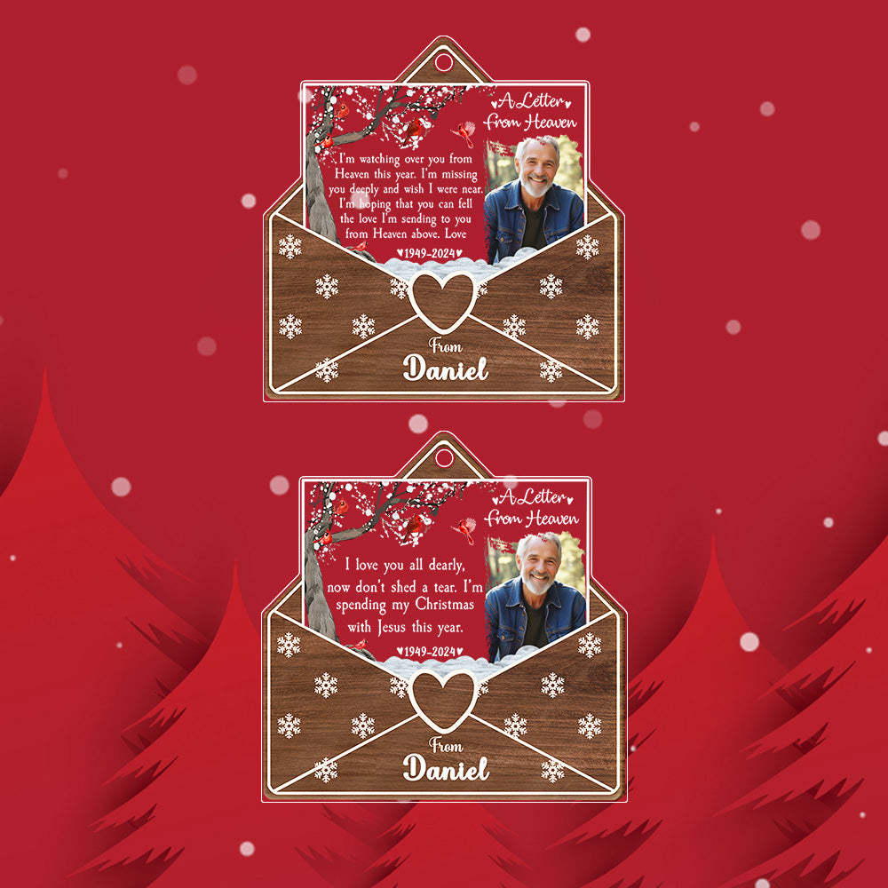 Personalized Photo Letter From Heaven Memorial Christmas Ornament Meaningful Christmas Gifts - soufeelus