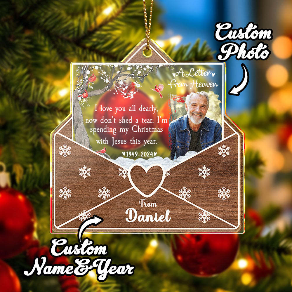 Personalized Photo Letter From Heaven Memorial Christmas Ornament Meaningful Christmas Gifts - soufeelus