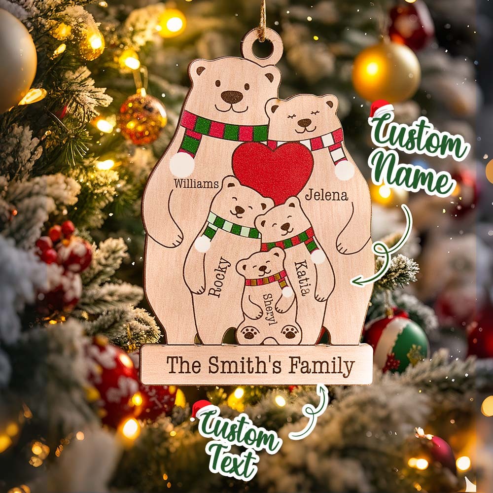 Personalized Family Wooden Bears Ornament Christmas Gift for Family - soufeelus