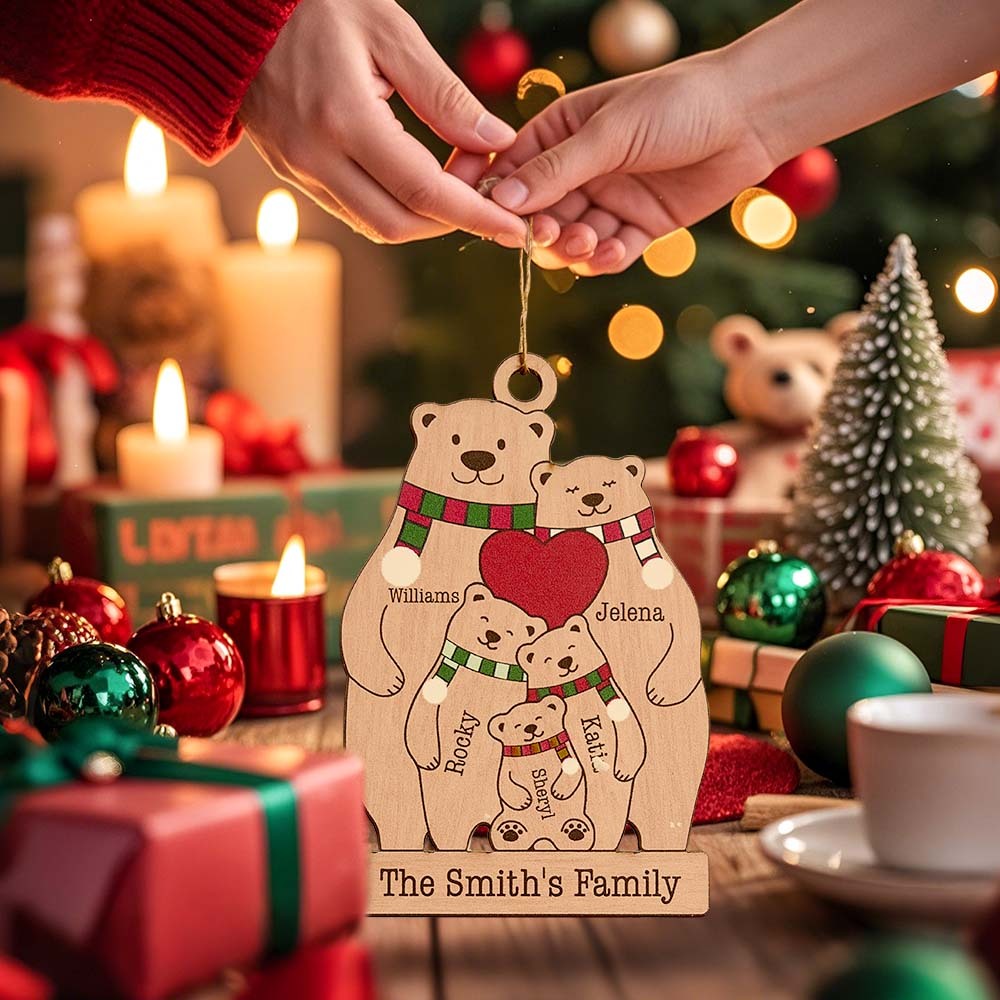 Personalized Family Wooden Bears Ornament Christmas Gift for Family - soufeelus