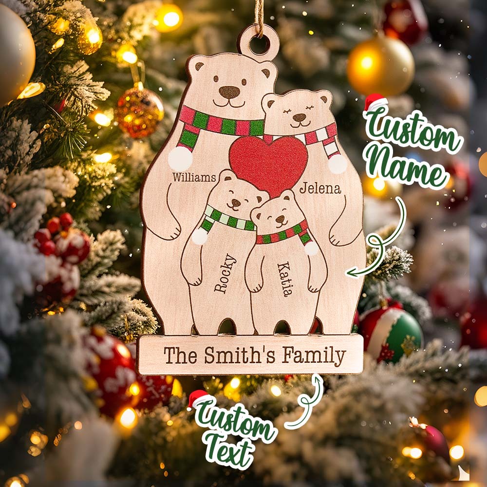 Personalized Family Wooden Bears Ornament Christmas Gift for Family - soufeelus