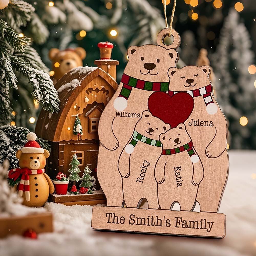 Personalized Family Wooden Bears Ornament Christmas Gift for Family - soufeelus