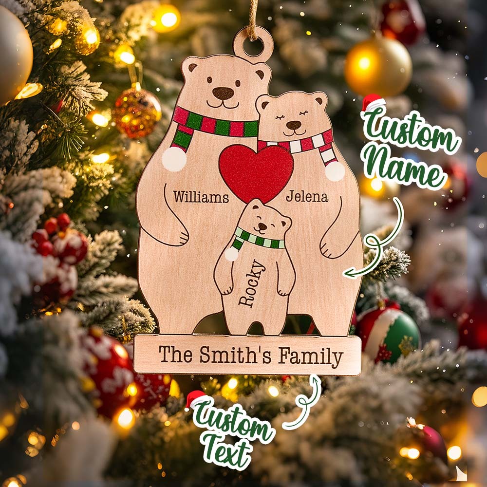 Personalized Family Wooden Bears Ornament Christmas Gift for Family - soufeelus