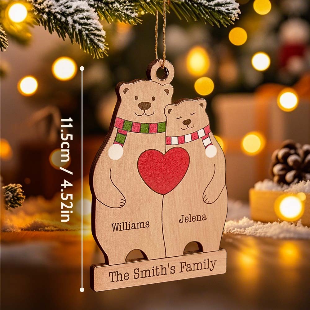 Personalized Family Wooden Bears Ornament Christmas Gift for Family - soufeelus