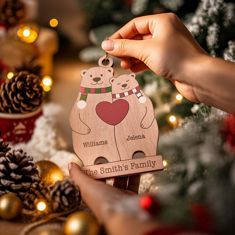 Personalized Family Wooden Bears Ornament Christmas Gift for Family - soufeelus