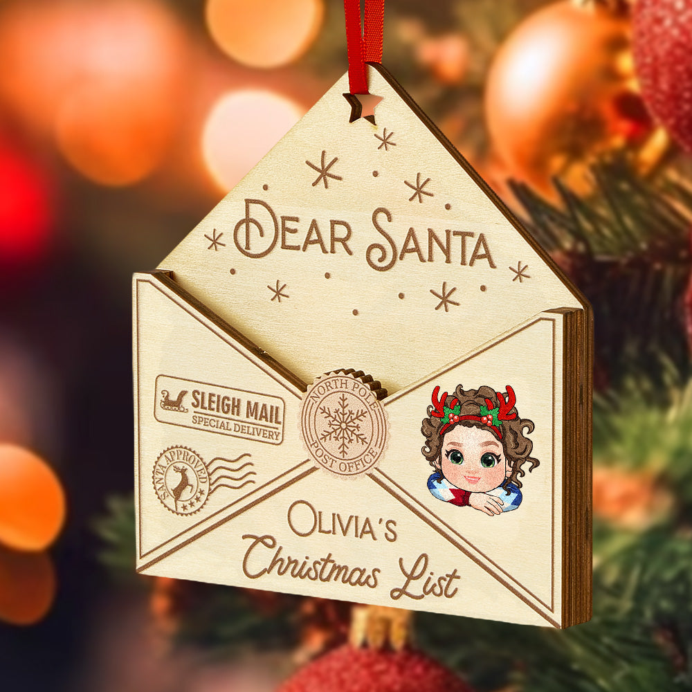 Personalized 3D Letter To Santa Wooden Ornament Christmas Gift For Little Ones detail