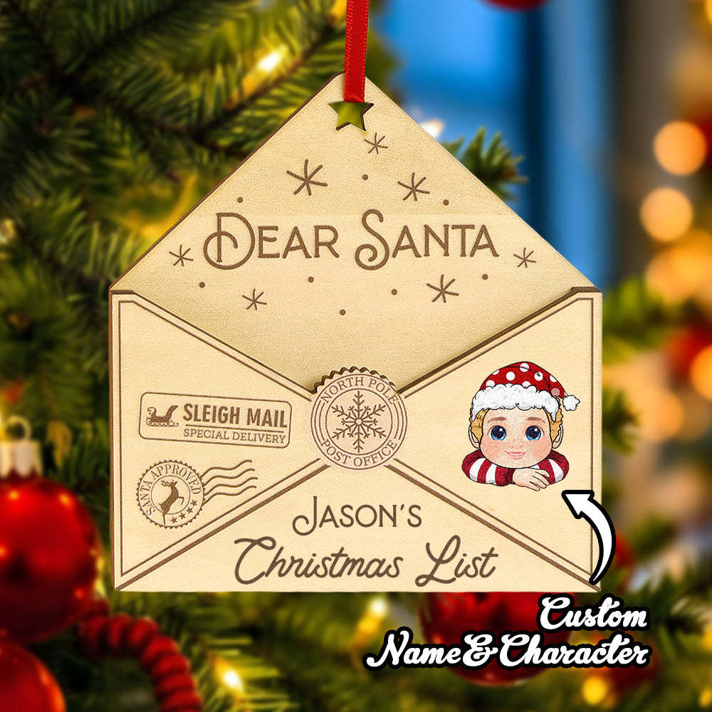 Personalized 3D Letter To Santa Wooden Ornament Christmas Gift For Little Ones - soufeelus