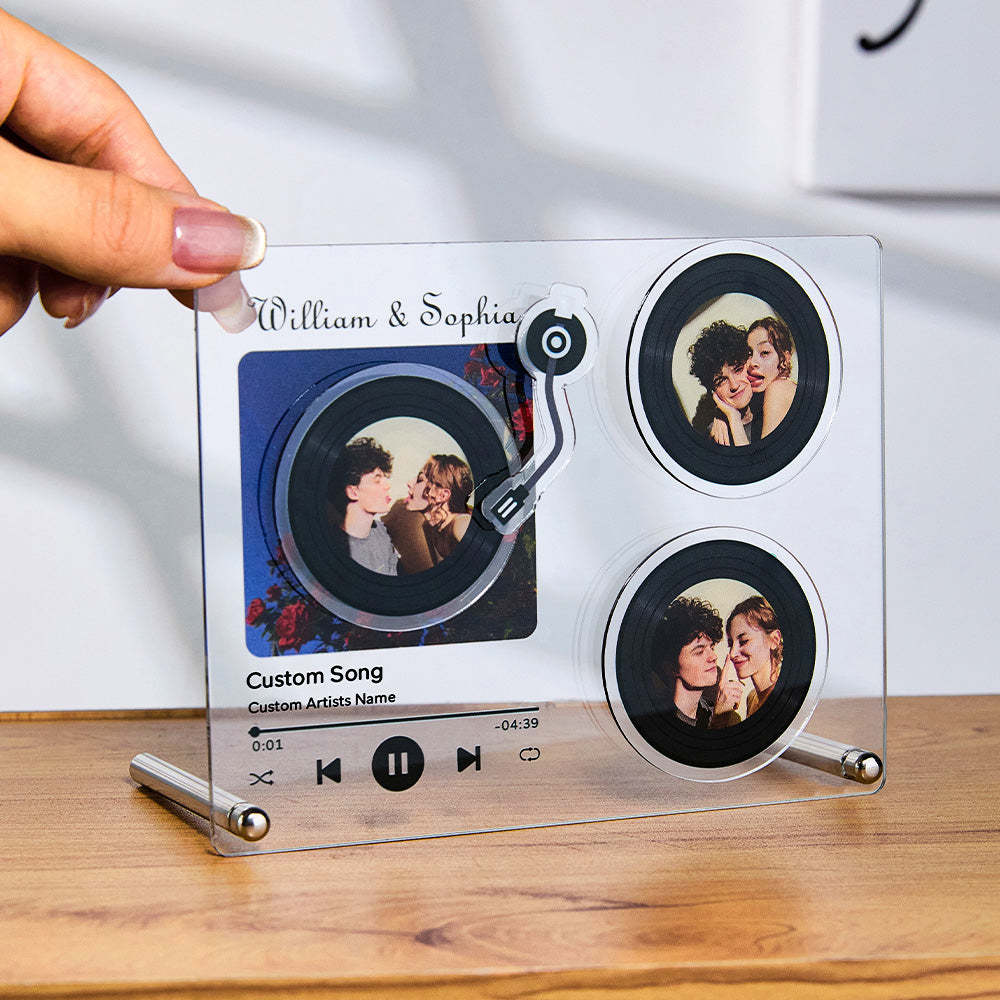 Personalized Rotatable Photo Vinyl Record Tap to Play NFC Music Record Plaque Gift for Lover - soufeelus