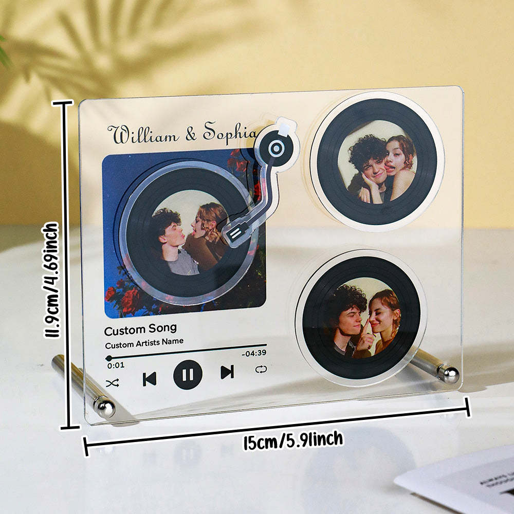 Personalized Rotatable Photo Vinyl Record Tap to Play NFC Music Record Plaque Gift for Lover - soufeelus
