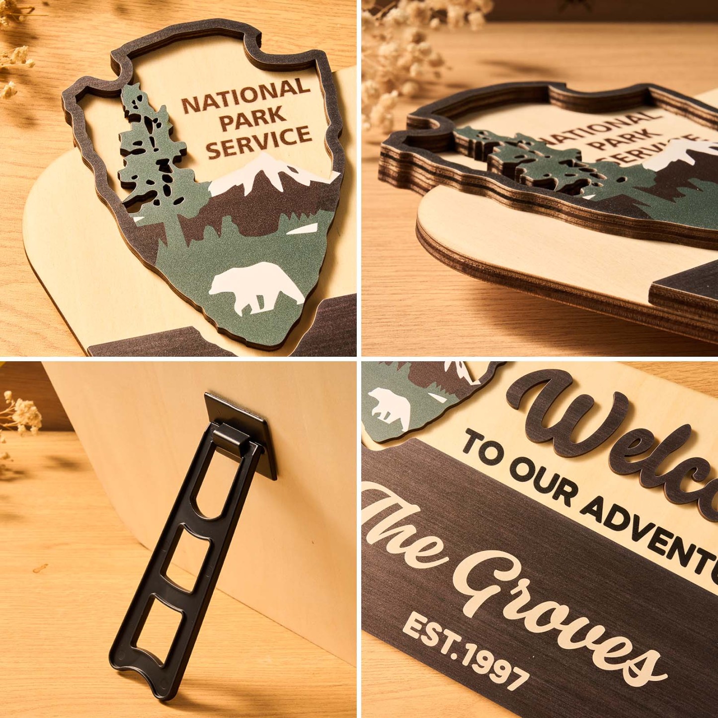 National Park Service Welcome Sign Nps Inspired Family Name Sign Custom Layered Laser Cut and Engraved