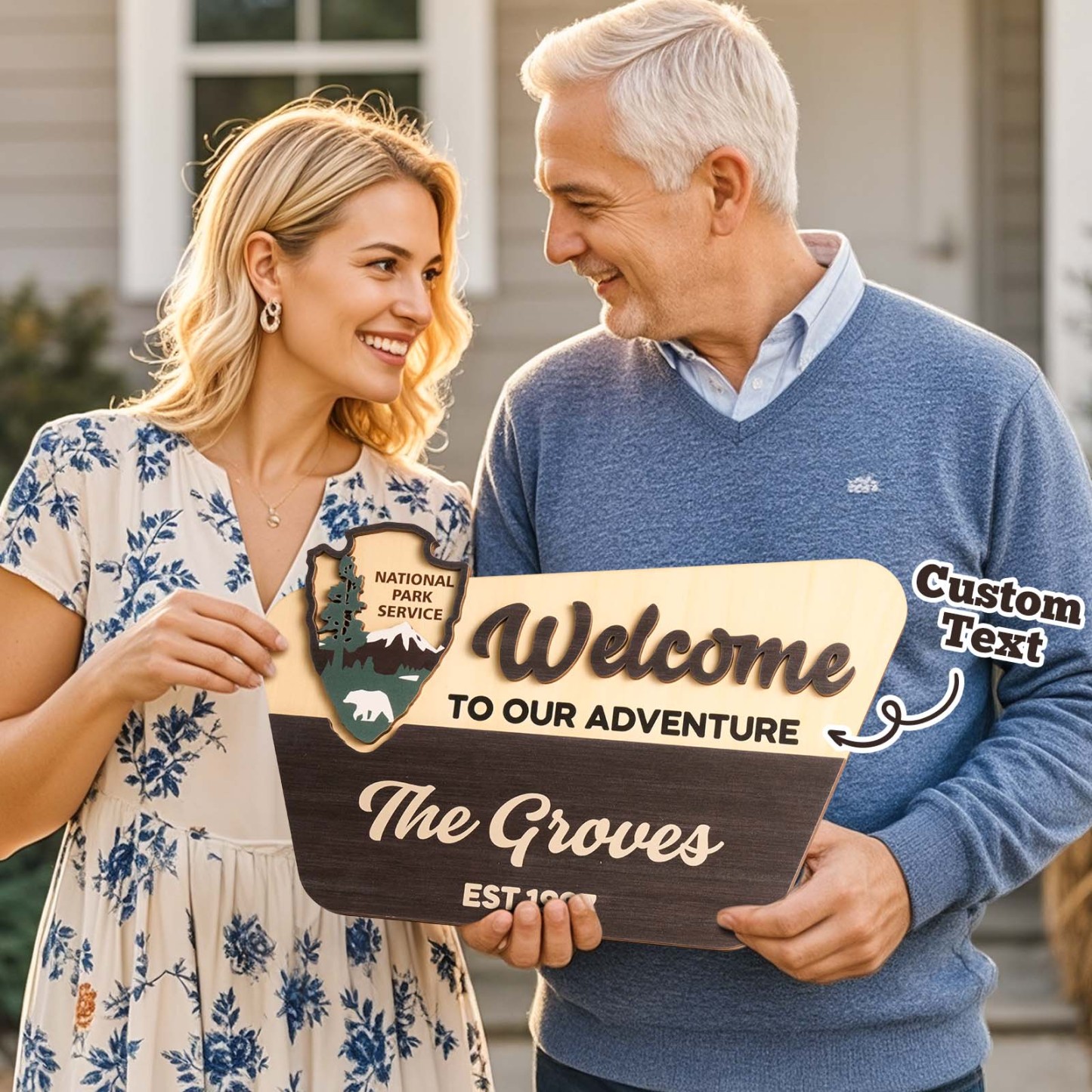 National Park Service Welcome Sign Nps Inspired Family Name Sign Custom Layered Laser Cut and Engraved