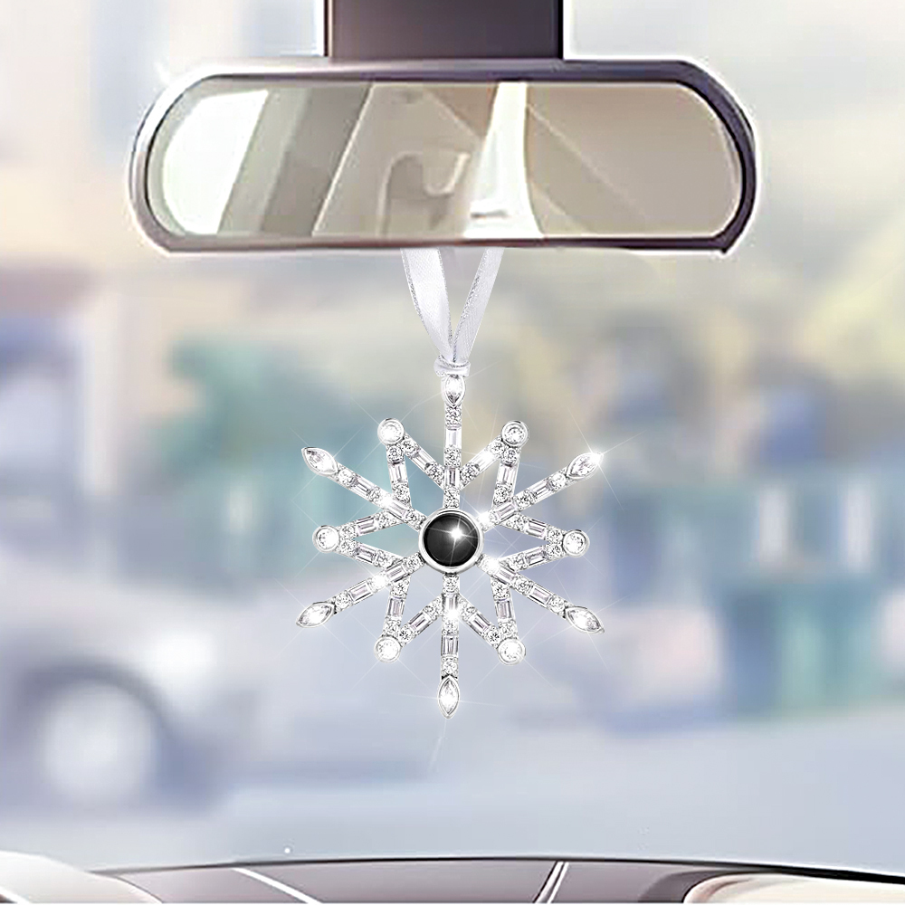 Personalized Photo Angel Car Hanging Accessories Crystal Rhinestone Vehicle Rear View Mirror Charm Pendant Ornaments Diamond Auto Interior Hanger Decoration for Her