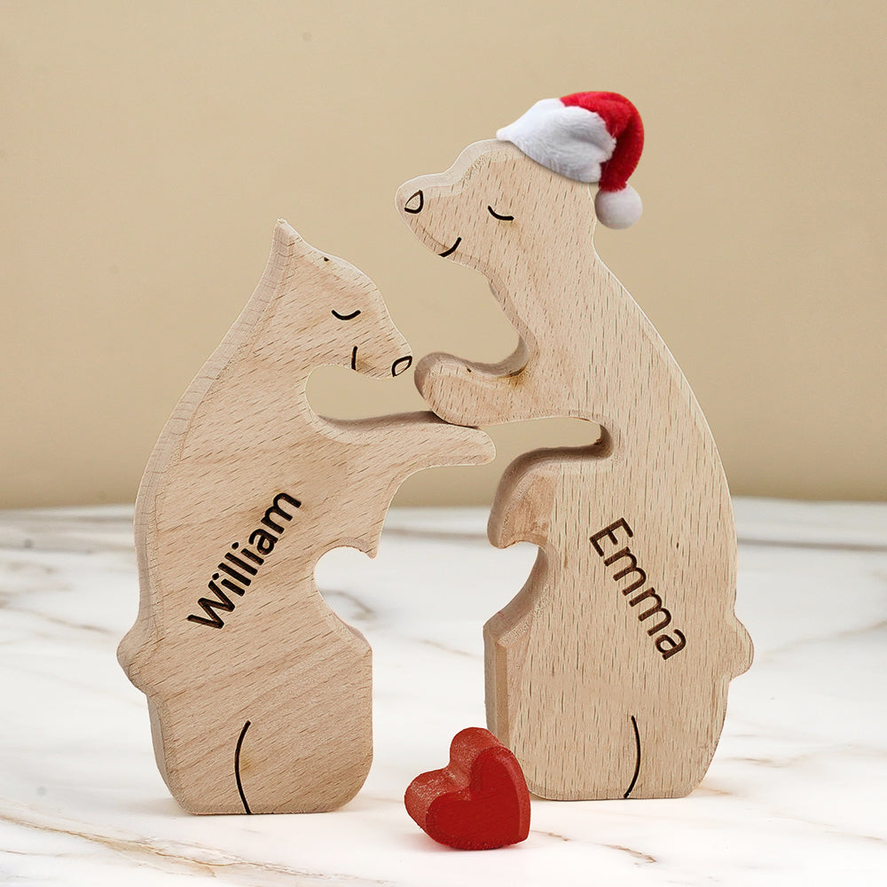 Custom Names Christmas Wooden Bears Family Puzzle Home Decor Christmas Gifts Keepsake Gift detail