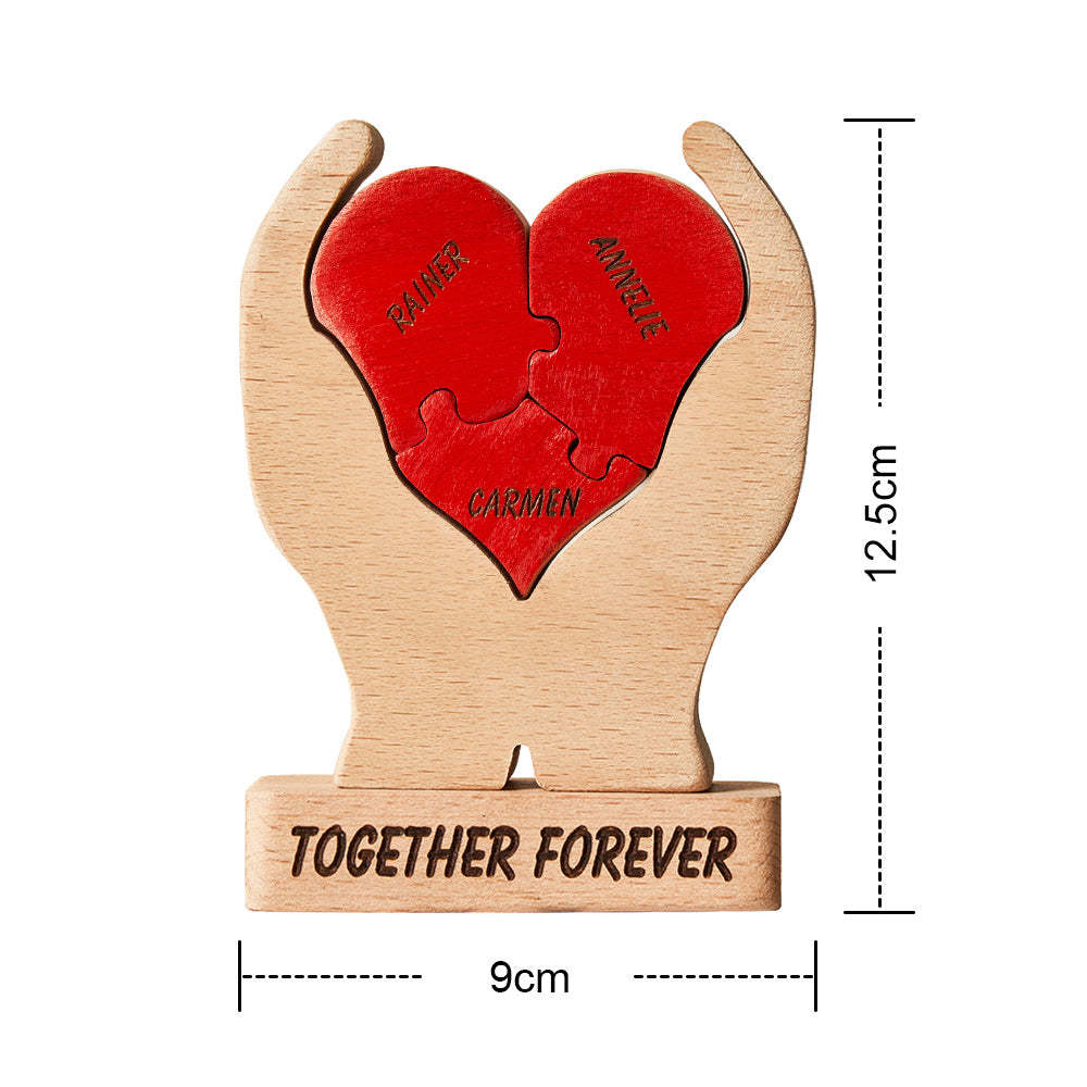 Custom Names Wooden Heart Family Puzzle Home Decor Christmas Gifts - soufeelus