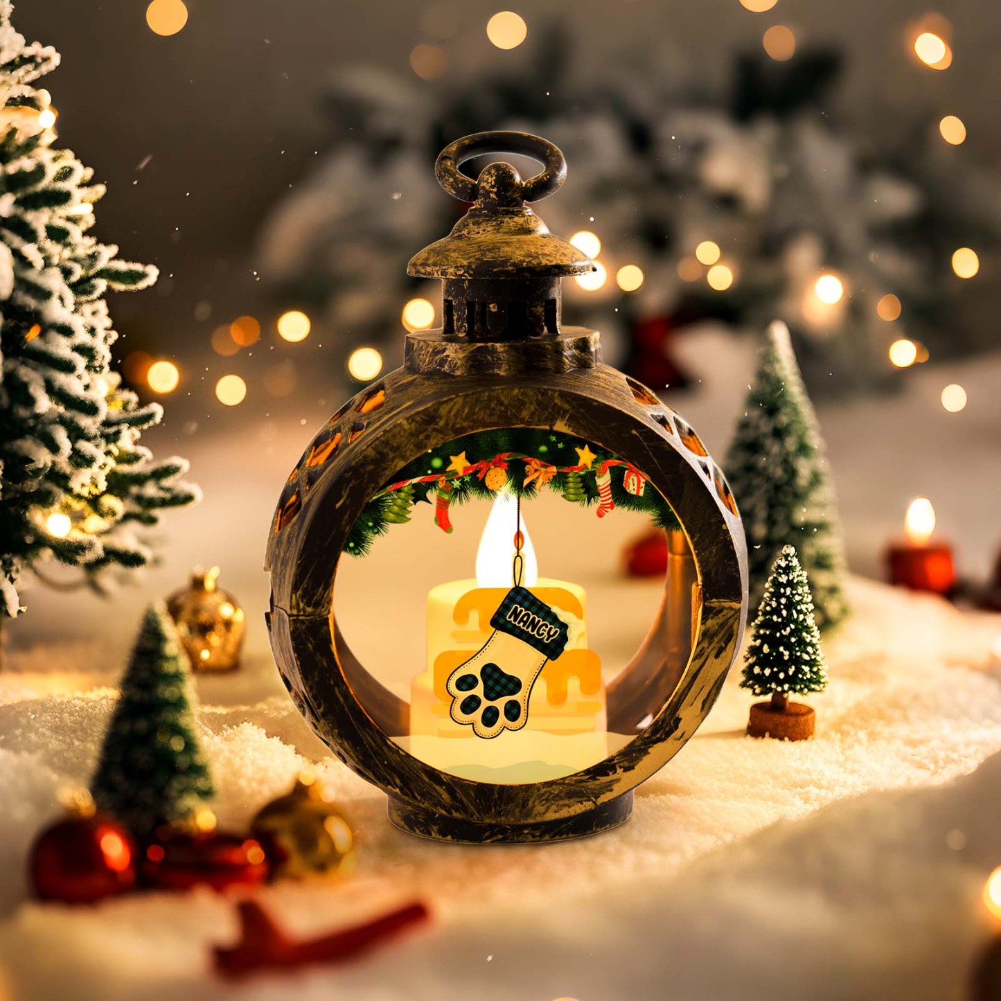 Lovely Stockings Hanging - Personalized Custom Christmas Lantern