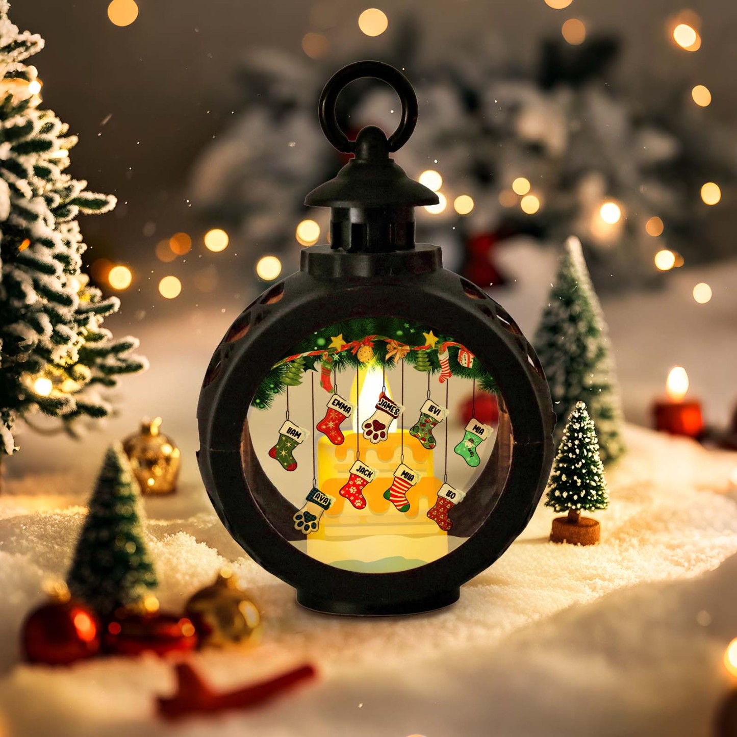 Lovely Stockings Hanging - Personalized Custom Christmas Lantern