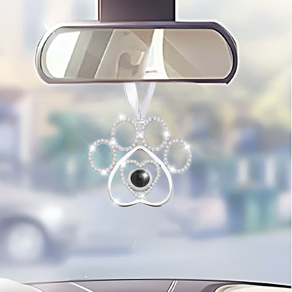 Personalized Photo Angel Car Hanging Accessories Crystal Rhinestone Vehicle Rear View Mirror Charm Pendant Ornaments Diamond Auto Interior Hanger Decoration for Her
