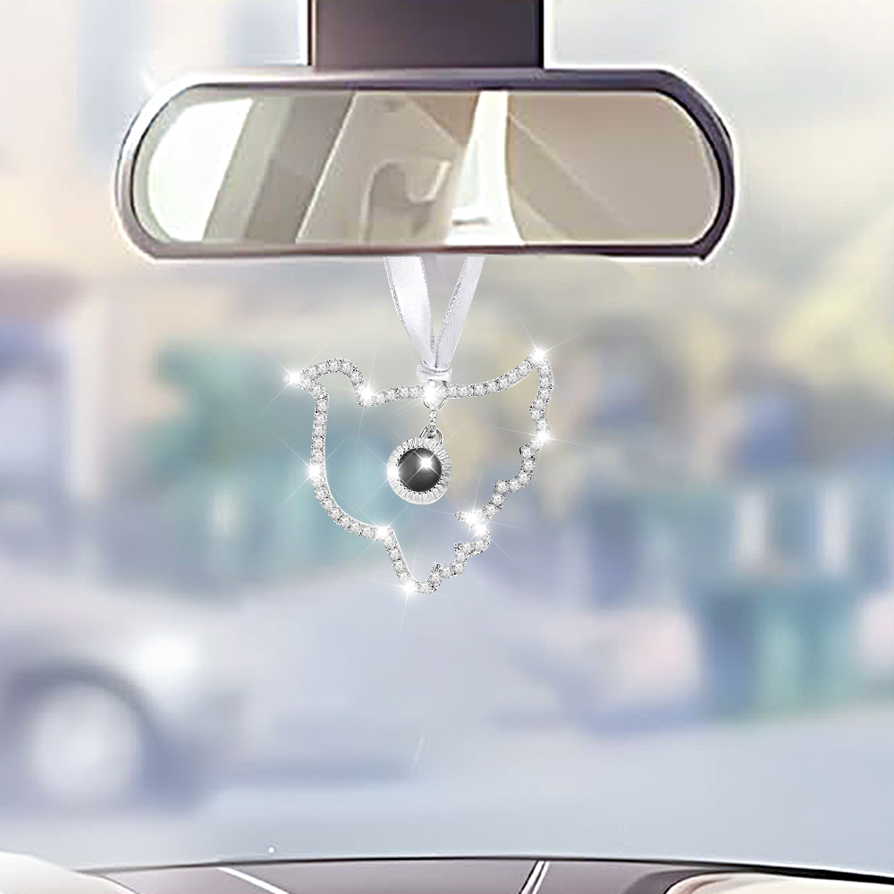 Personalized Photo Angel Car Hanging Accessories Crystal Rhinestone Vehicle Rear View Mirror Charm Pendant Ornaments Diamond Auto Interior Hanger Decoration for Her