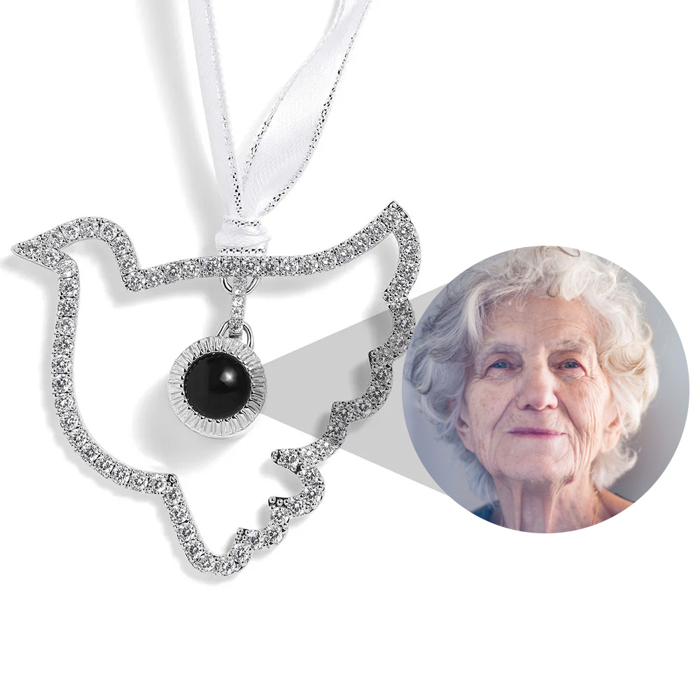 Personalized Photo Angel Car Hanging Accessories Crystal Rhinestone Vehicle Rear View Mirror Charm Pendant Ornaments Diamond Auto Interior Hanger Decoration for Her