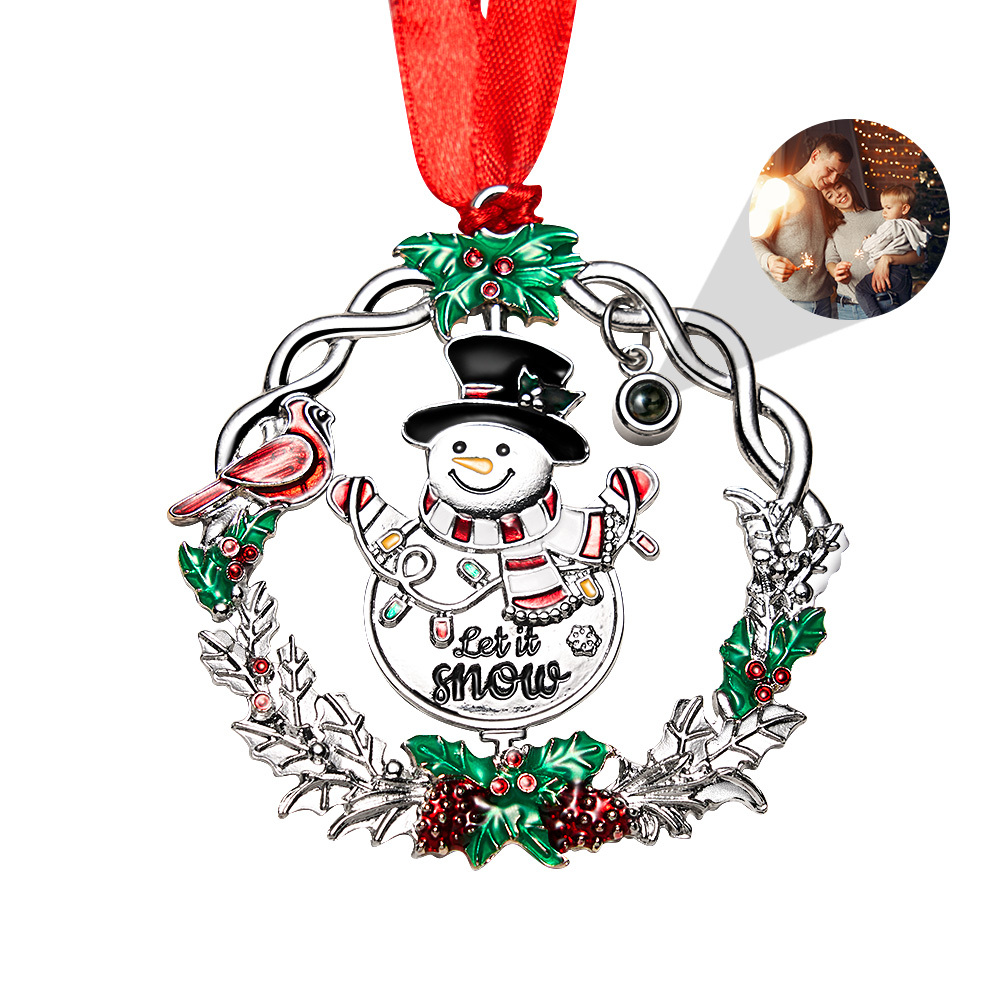 Personalized Photo Projection Ornaments Spinning Snowman 2024 Christmas Gifts - soufeelus