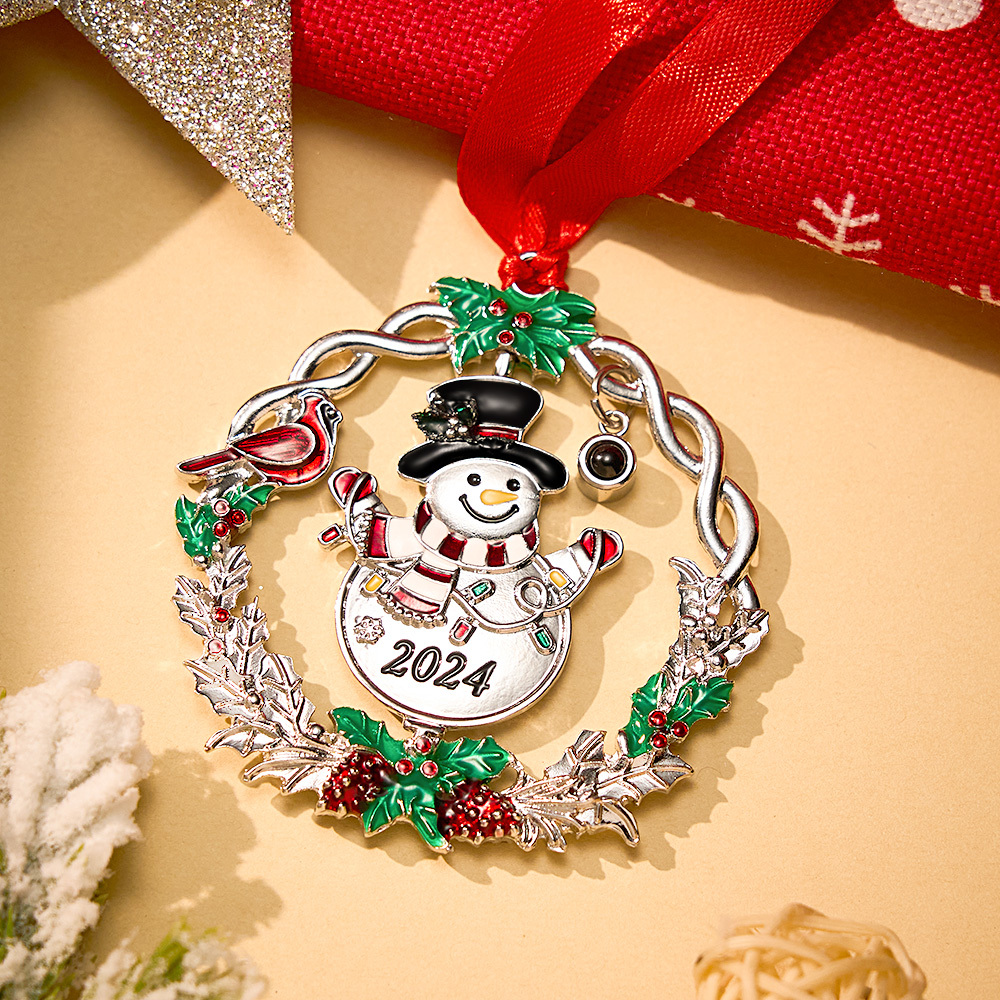 Personalized Photo Projection Ornaments Spinning Snowman 2024 Christmas Gifts - soufeelus