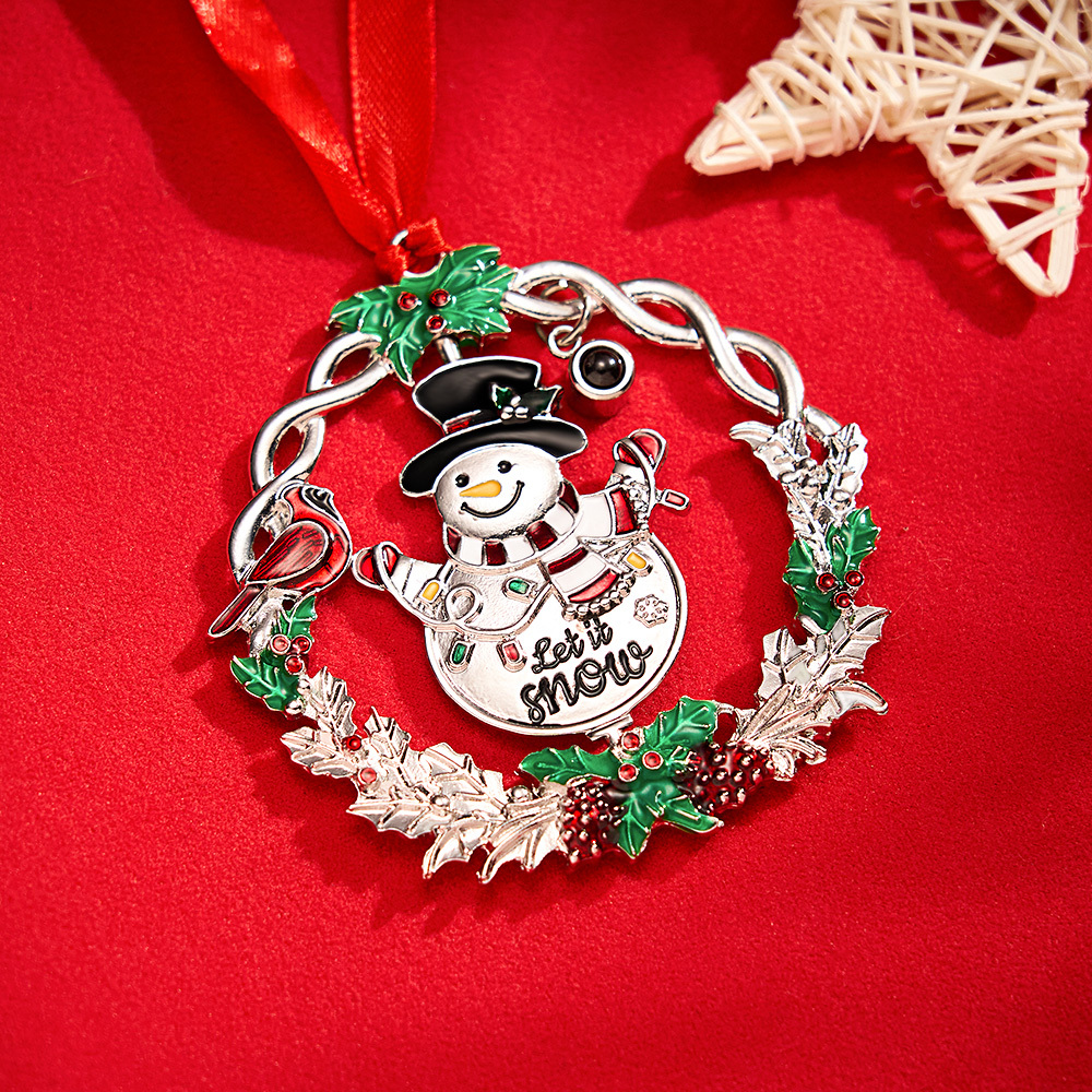 Personalized Photo Projection Ornaments Spinning Snowman 2024 Christmas Gifts - soufeelus
