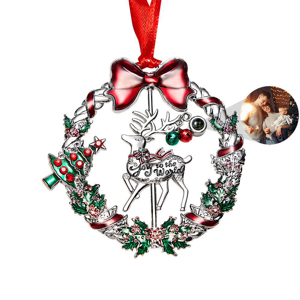 Personalized Photo Projection Ornaments Rotating Elk Shape 2024 Christmas Gifts - soufeelus