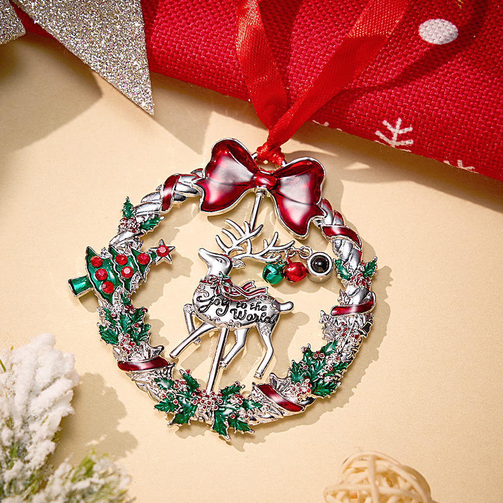 Personalized Photo Projection Ornaments Rotating Elk Shape 2024 Christmas Gifts - soufeelus